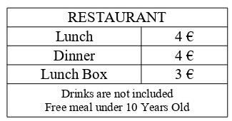 Price List - Restaurant @SijaliLakeLodge - Tissamaharama